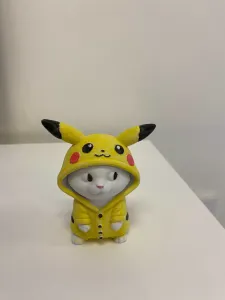 Cute Cat in Pikachu Hoodie Figurine / Cat Cosplay Toy