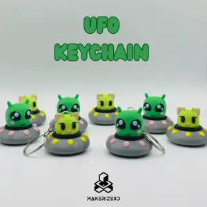 Alien & Cat UFO Keychains