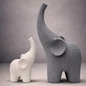 Elephant Duo "Knit Texture" – Minimalist Collection