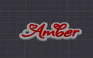 Keychain whit name Amber - Love stile - Name Tag