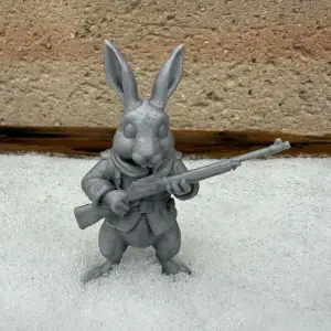 Rabbit soldier with a gun
