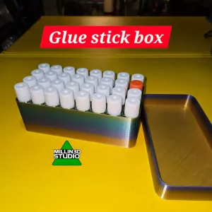 Organizer Box with Round Cell Insert with Lid - Glue sticks