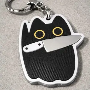 Chaotic Black Cat Keychain – Cute & Unhinged Charm