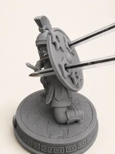 Roman Warrior With Pierced Shield Pen Holder