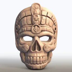 Mayan Death Mask Skull Ancient Mesoamerican Ritual Artifact