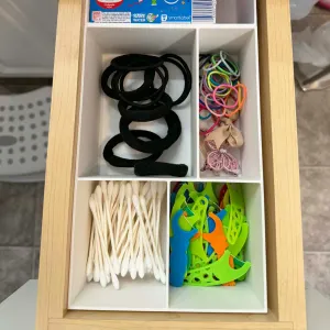 Bathroom vanity drawer organizer bins
