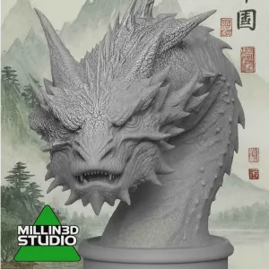 Chinese Dragon Bust Statue