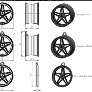 Mercedes Rim Keychain