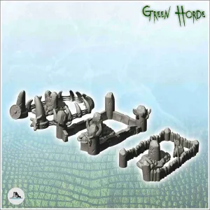 Set of three orc stone and wood tombstones (4) - miniatures