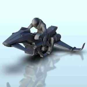 SF flying motorcycle with driver 14 - sci-fi science fiction