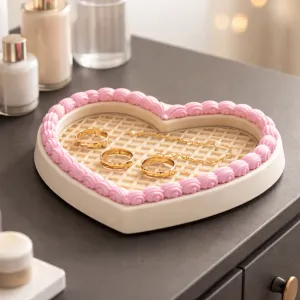 Waffle Jewelry Tray | Heart Cake Ring Dish