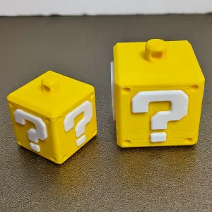 Super Mario Question Mark Block Keyring, two sizes