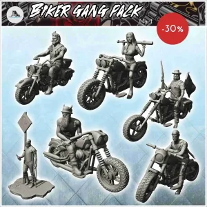 Bikers gang figures pack No. 1 - modern miniature figure