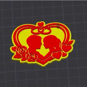 Multi-Color Couple Hearts Keychain v1