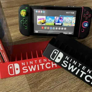 Nintendo Switch game stand with logo