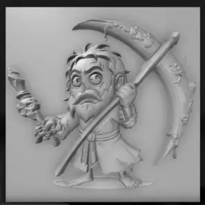 with a scythe