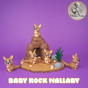 Flexi Baby Rock Wallaby & Diorama kit | Movable Head Version
