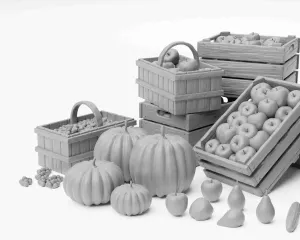 Farm Produce Pack - 1/35 scale fruits, vegetables and crates