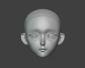 BJD cartoon girl doll head, small lips, round eyes