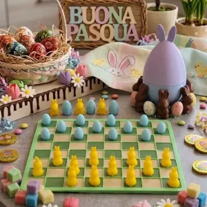 The Easter Challenge Checkers: Bunnies vs. Eggs!