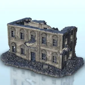 Destroyed floored urban building 21 - WW2 Terrain scenery