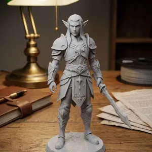elf warrior with serrated sword