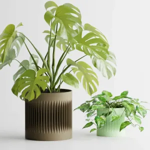 Modern ribbed Planter Plant Pot Vase Series 2
