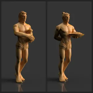 Mans with a tray and jug statuettes