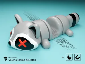 Splat Raccoon Flexi (Toy, Keychain & Magnet)