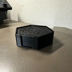 Hex Coasters with Holder - Condensation Inlay