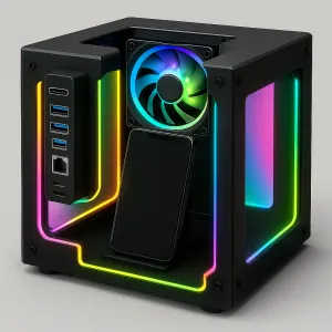 Case Mini PC com celular