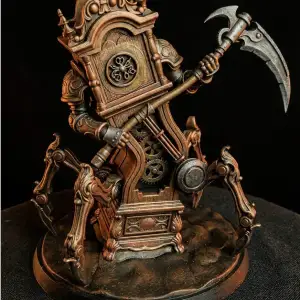 Steampunk Chrono Golem Statue | Mechanical Clock Robot