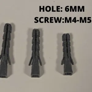 Wall Plugs Screw Anchors (6mm) | M4-M5 Screws | 5 Lengths