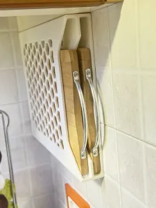 Wall-Mounted Cutting Board Holder - Space-Saving Honeycomb D