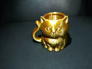 Fluffy Sitting Cat Cup With Big Eyes Tail Handle And Ears