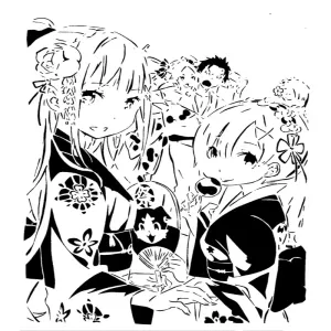 Rem and Emilia stencil 3