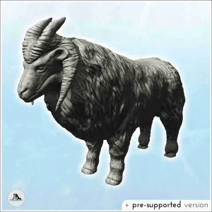 Four-horned ram (18) - miniatures animal RPG tabletop scener