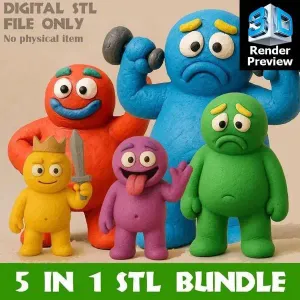 Funny Colorful Cartoon Characters – 5 in 1 STL Bundle