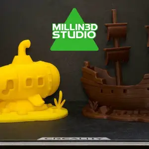 2 in 1 Aquarium decorations -Sunken Submarine - Sunken ship