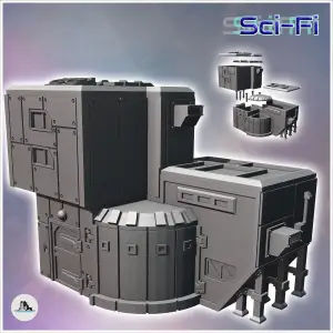 Futuristic fortified base with steel walls and armored tower