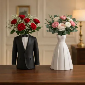 ELEGANT WEDDING COUPLE VASES – BRIDE & GROOM