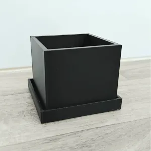 Small Square Pot with Saucer and Drainage Hole