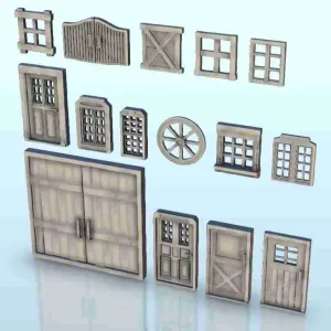 Wild West set of windows and doors - western old ACW USA US