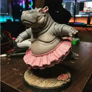 Ballerina Hippo Statue | Dancing Hippo 3D Print |Cute Animal