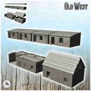 Set of western buildings of the Alamo Fort (3) - miniatures