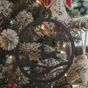 Adorno Navideño "Reno en el Paisaje Invernal"