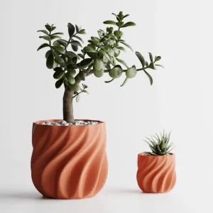 Plant Pot smooth ribs curved