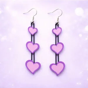Triple Heart Drop Earrings - Valentine's Day