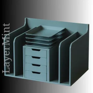 Multi-Tray Office Storage Unit with 4 Drawers