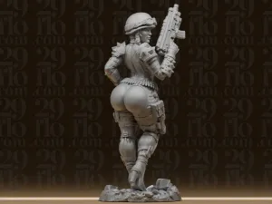 #153 Voluptuous Sci-Fi Female Soldier Statue - Tactical Troo